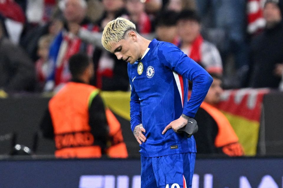 Chelsea's Alejandro Garnacho looks dejected after the match against Bayern